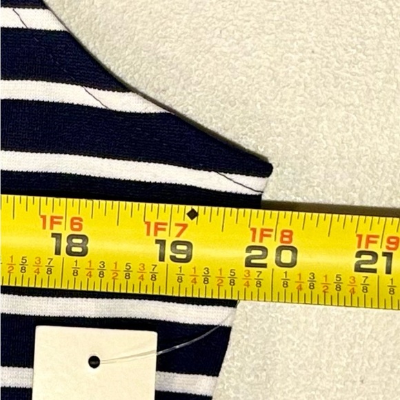 NWT ELIZA J Womens V Neck Striped Sleeveless Tiered Dress Navy and White Size L - Picture 9 of 10